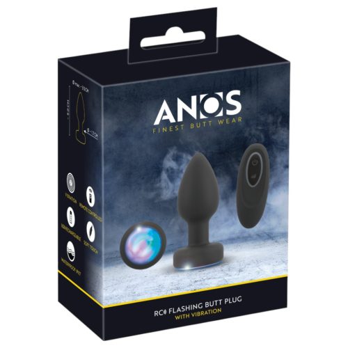 ANOS - világító, fekete vibrációs anál plug