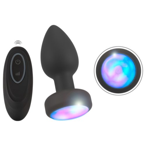 ANOS - világító, fekete vibrációs anál plug