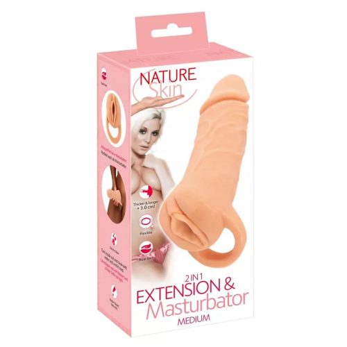 Nature Skin péniszhosszabbító és maszurbátor egyben - 18 cm