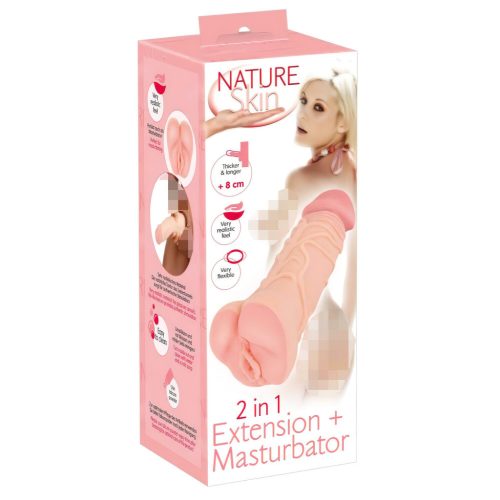 Nature Skin - 2in1 műpunci és péniszköpeny-22 cm