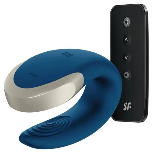 Satisfyer Double Love- tölthető rádiós kék párvibrátor