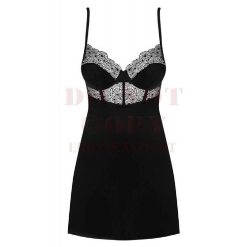 Obsessive Sharlotte  fekete csipkés babydoll - L/XL