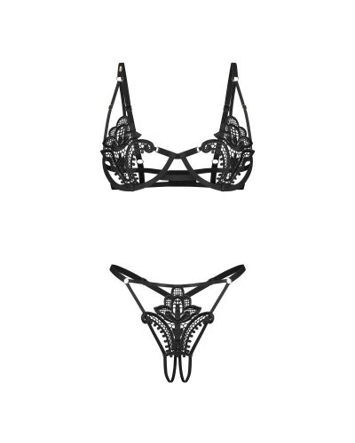 Obsessive Luise Sublim - fekete nyitott szett - L/XL