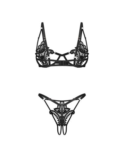 Obsessive Luise Sublim - fekete nyitott szett - L/XL