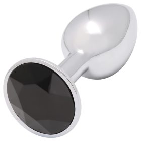 Sunfo - fém anál plug fekete kővel - kicsi