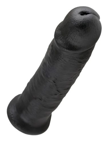 King Cock fekete bőrhatású letapasztható dildó - 25 cm