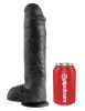 King Cock élethű herés fekete pénisz - 28 cm