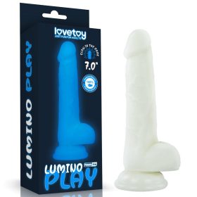   Lumino sötétben világító herés letapasztható dildó - 18 cm