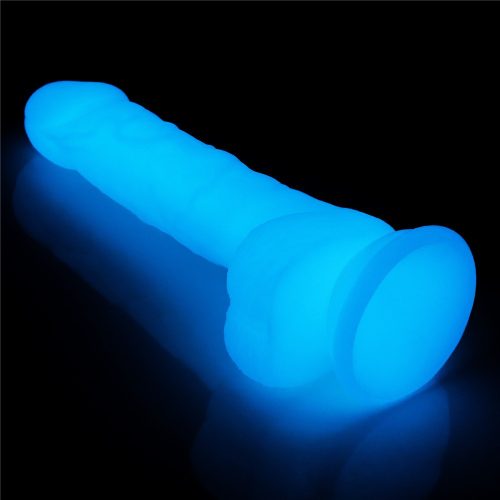 Lumino sötétben világító herés letapasztható dildó - 18 cm