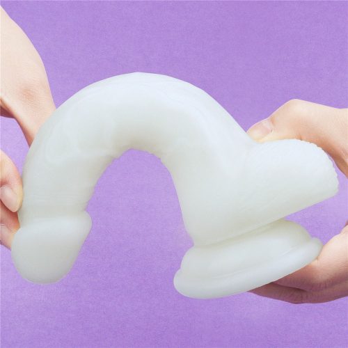 Lumino sötétben világító herés letapasztható dildó - 18 cm