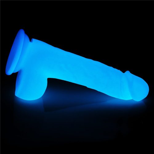 Lumino sötétben világító letapasztható herés dildó - 21 cm