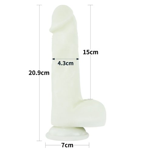 Lumino sötétben világító letapasztható herés dildó - 21 cm