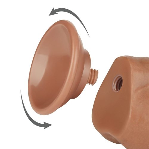 Lovetoy barna kétrétegű dildó csúszó bőrrel - 19 cm
