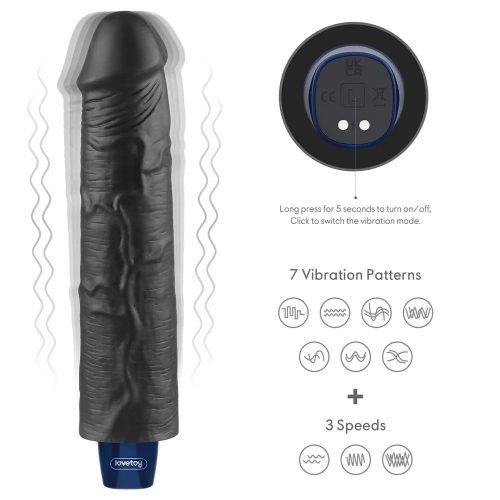 Real Softee tölthető élethű fekete vibrátor - 24 cm