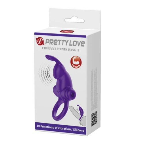Pretty Love vibrációs nyuszis péniszgyűrű - lila