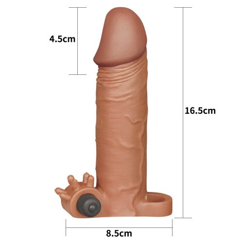  X-tender barna vibrációs péniszköpeny - 18,7 cm