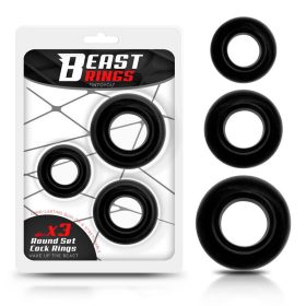 Beast fekete rugalmas péniszgyűrű trió
