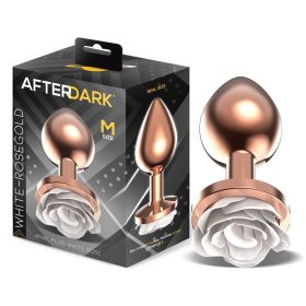 Afterdark rose gold anál dugó fehér rózsával - közepes