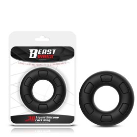 Beast folyékony szilikon fekete péniszgyűrű - 3 cm