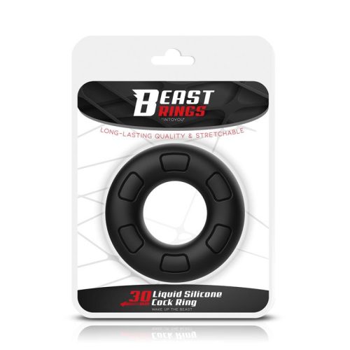Beast folyékony szilikon fekete péniszgyűrű - 3 cm
