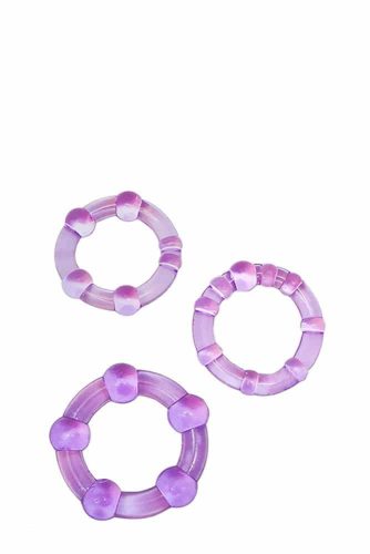 Stay Hard beaded cockrings – lila erekció gyűrű szett (3 db)