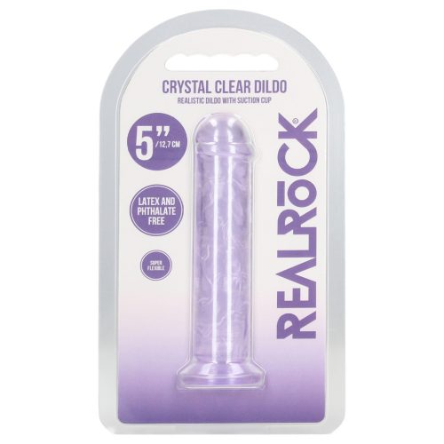 RealRock - lila dildó tapadókoronggal - 12,7 cm