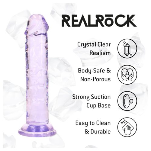 RealRock - lila dildó tapadókoronggal - 12,7 cm
