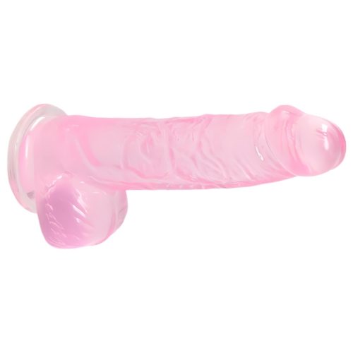 RealRock - átlátszó pink élethű dildó - 15cm