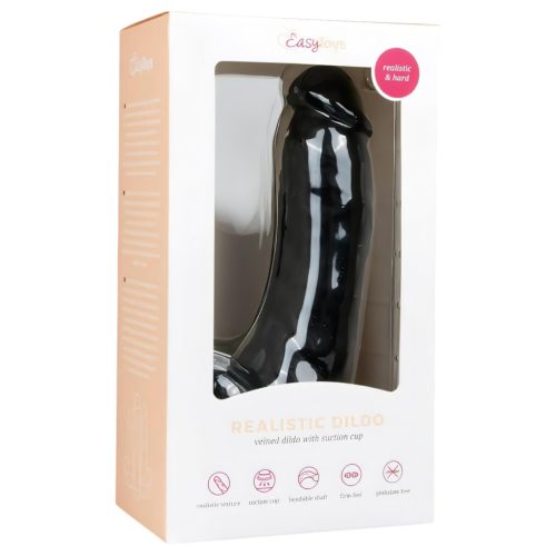 Easytoys - fekete tapadókorongos, herés dildó - 20 cm