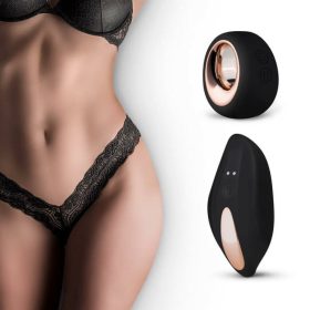   Exkluzív akkus rádiós vibrációs csipkés fekete tanga - Pantyrebel