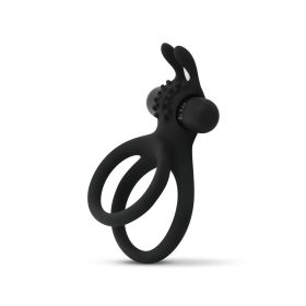   Easytoys Share Ring - vibrációs fekete pénisz- és heregyűrű