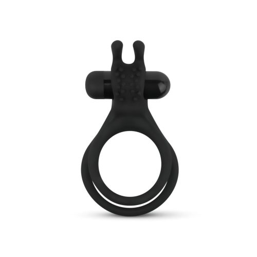 Easytoys Share Ring - vibrációs fekete pénisz- és heregyűrű