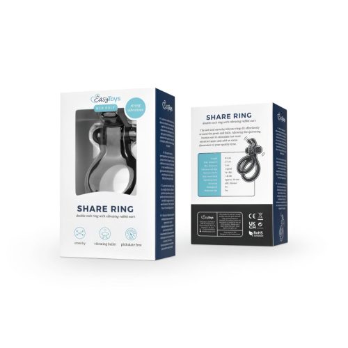 Easytoys Share Ring - vibrációs fekete pénisz- és heregyűrű