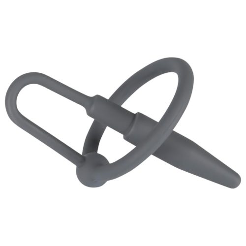 Penisplug - szilikon makkgyűrű kúpos dilátorral (szürke)