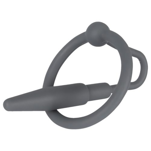 Penisplug - szilikon makkgyűrű kúpos dilátorral (szürke)