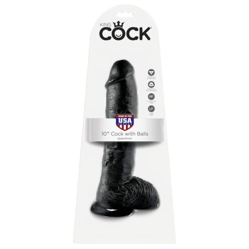 King Cock 10 herés dildó (25 cm, fekete)
