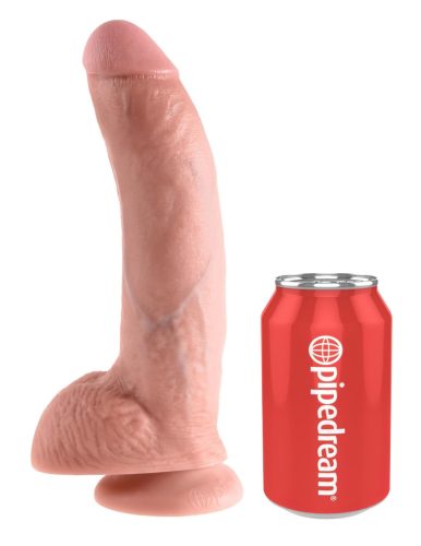 King Cock 9 - nagy tapadókorongos, herés dildó (23cm) - natúr