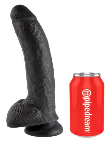 King Cock 9 - nagy tapadókorongos, herés dildó (23cm) - fekete