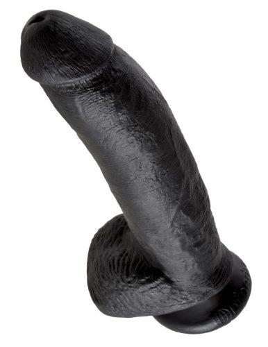 King Cock 9 - nagy tapadókorongos, herés dildó (23cm) - fekete