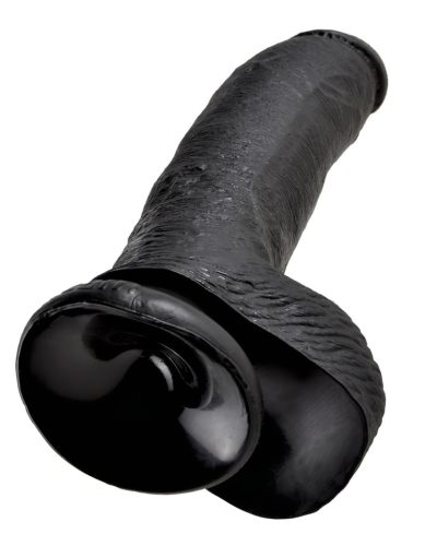 King Cock 9 - nagy tapadókorongos, herés dildó (23cm) - fekete