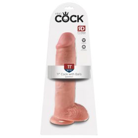   King Cock 11 - tapadókorongos, herés dildó (28cm) - natúr