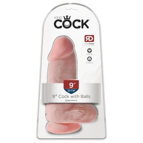   King Cock 9 Chubby - tapadókorongos, herés dildó (23cm) - natúr