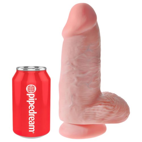 King Cock 9 Chubby - tapadókorongos, herés dildó (23cm) - natúr