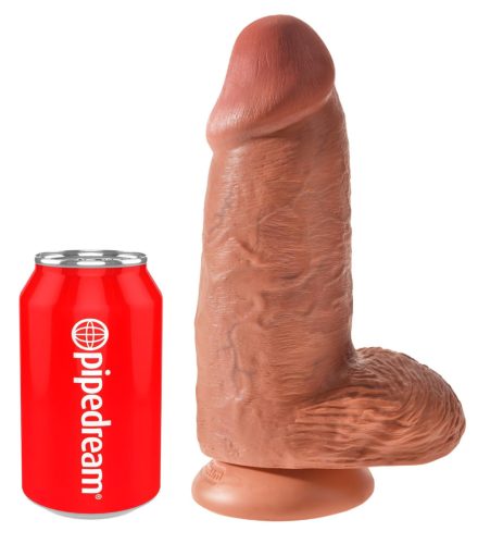 King Cock 9 Chubby - tapadókorongos, dildó (23cm) - sötét natúr