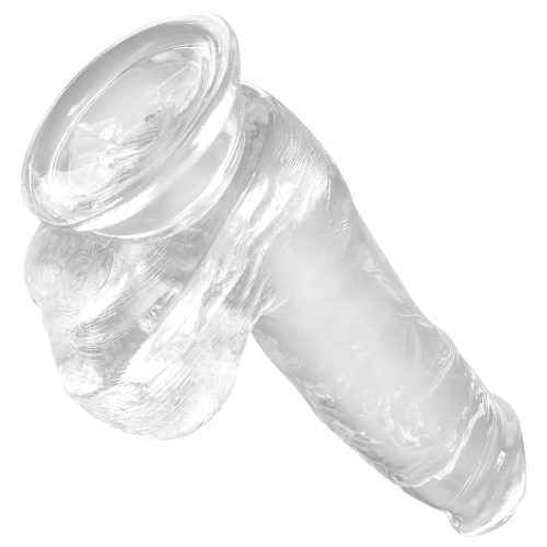 King Cock Clear 6 - tapadókorongos, herés kis dildó (15cm)