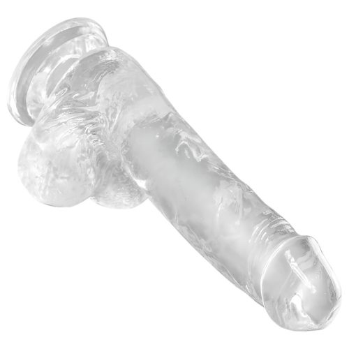 King Cock Clear 6 - tapadókorongos, herés kis dildó (15cm)