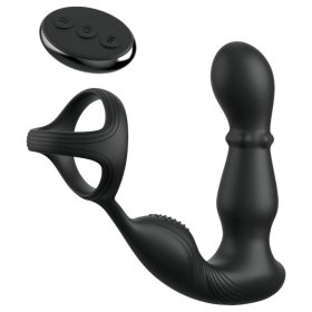   Anal Fantasy Ass-Gasm - forgó fejes anál vibrátor péniszgyűrűvel (fekete)