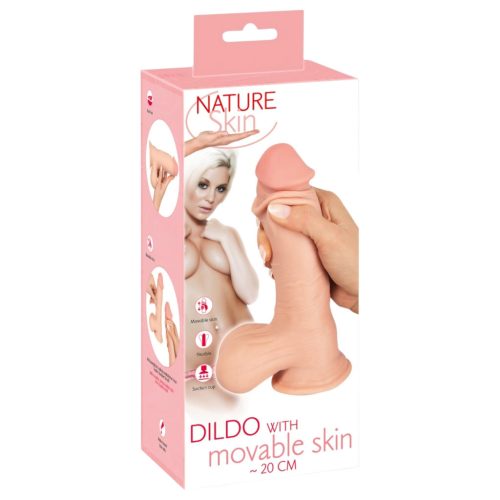 Nature Skin - dildó bőrrel - 20 cm (testszínű)