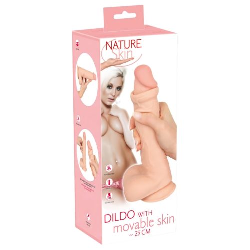 Nature Skin - AI Dream Girl élethű dildó mozgatható bőrrel és herékkel (25 cm)