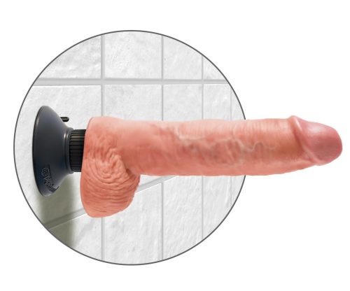 King Cock 10 tapadókorongos vibrátor (25 cm) - natúr